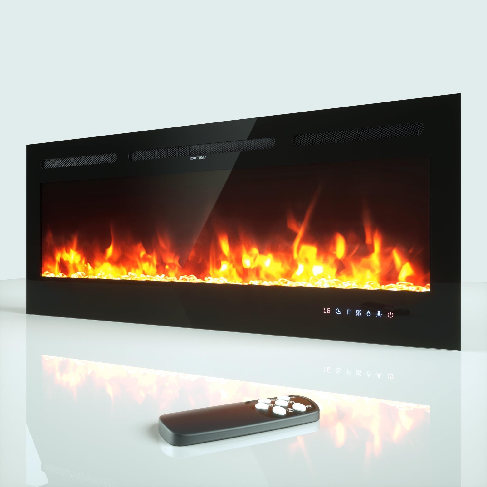 50" Black Wall Mounted Electric Fireplace with Remote Control