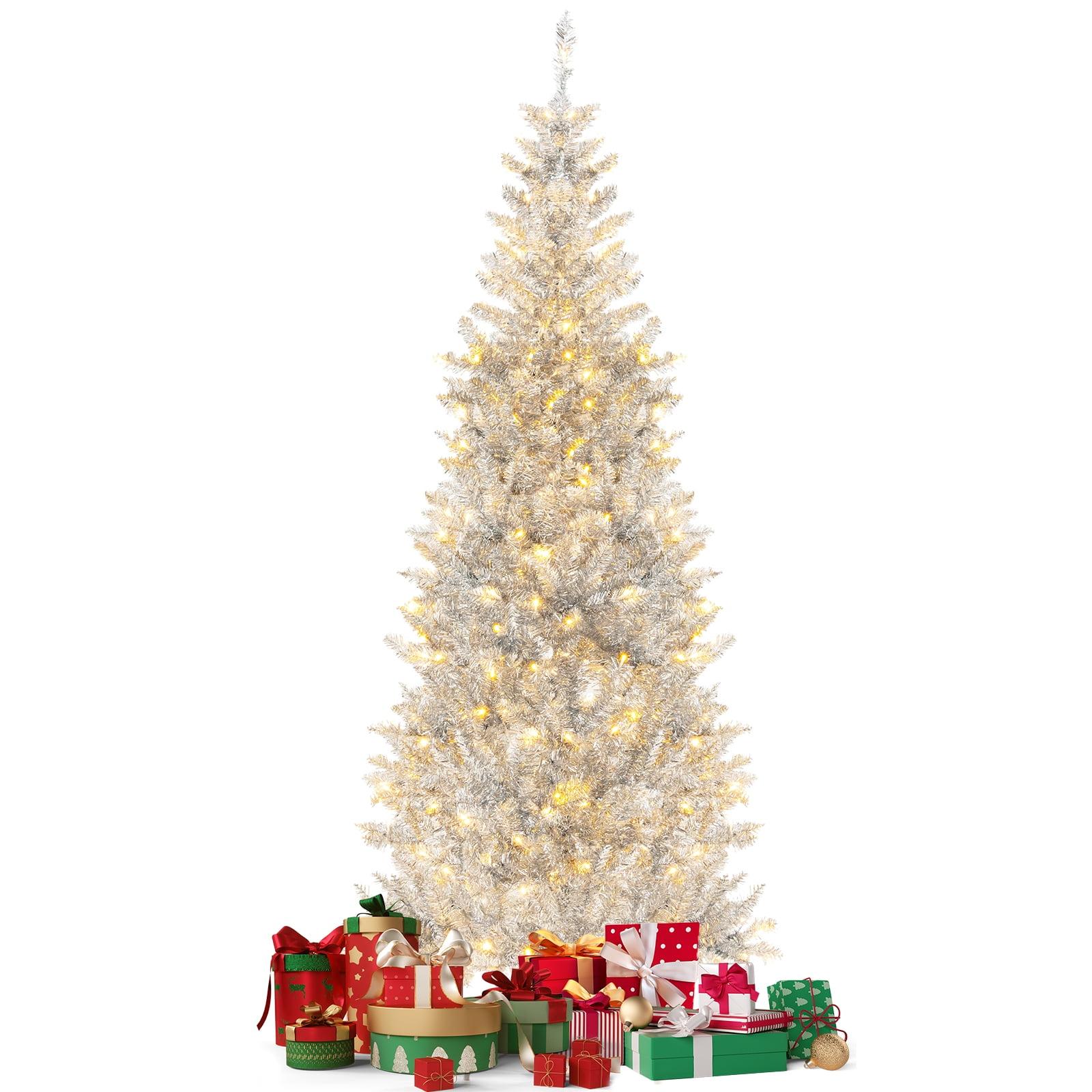 6 ft Pre-Lit White Pine Christmas Tree with Warm LED Lights