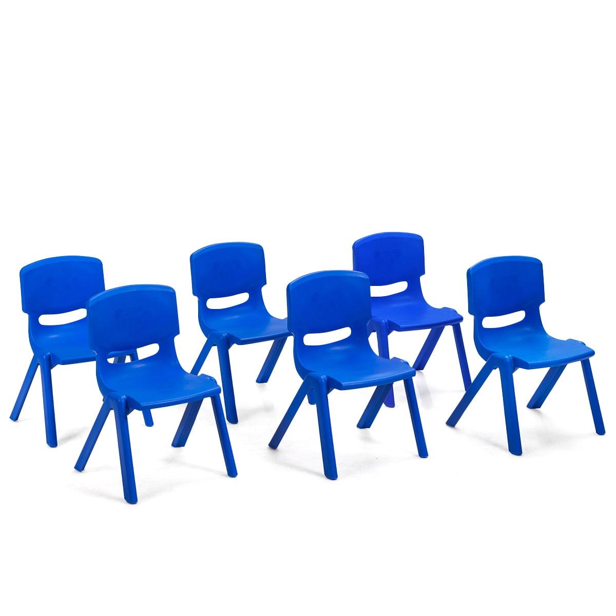 Topcobe 6-pack Kids Plastic Stackable Classroom Chairs, Toddler Living Room Chair-Blue