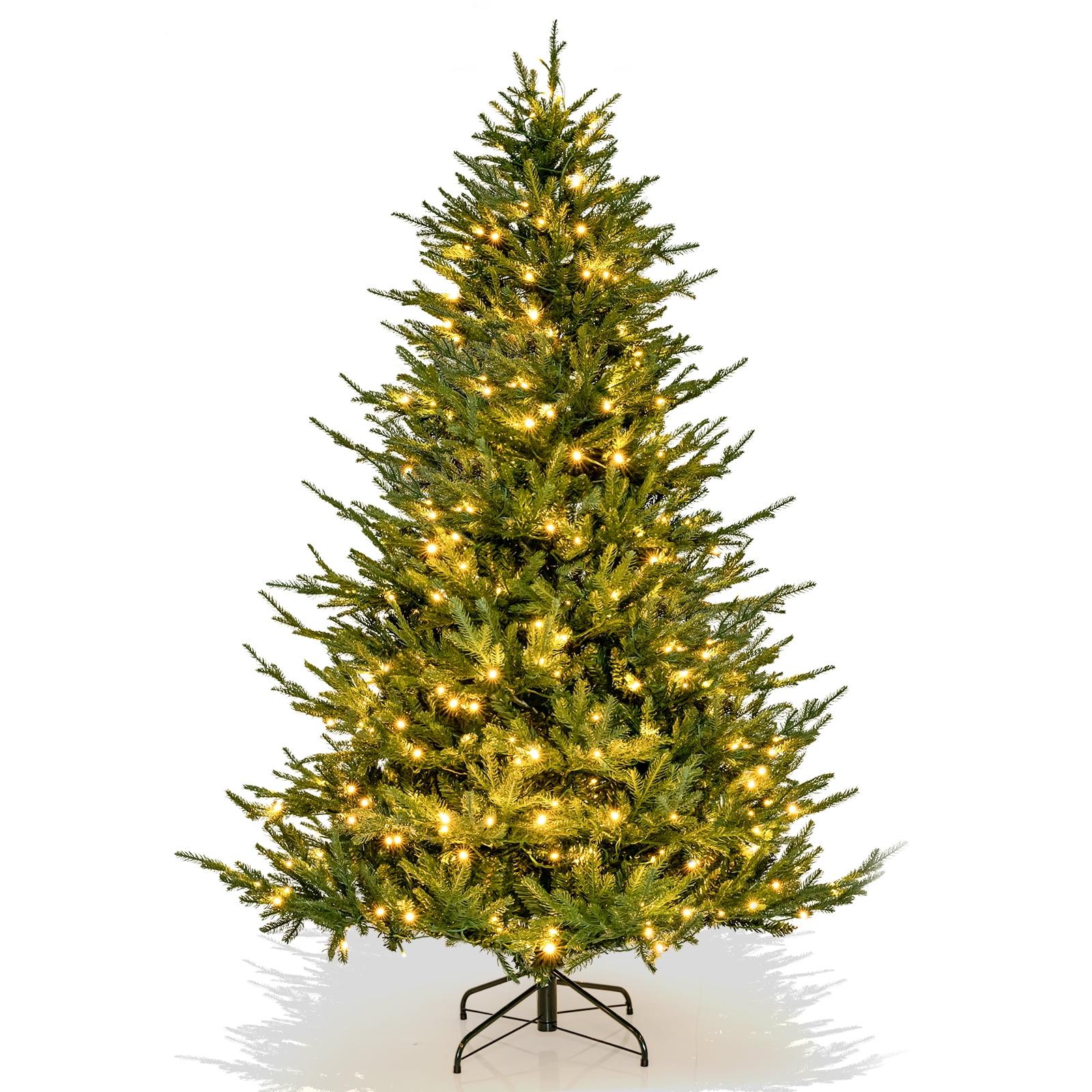 Costway 7 FT Pre-Lit Artificial Christmas Tree Hinged 1130 Branch Tips & 380 LED Lights