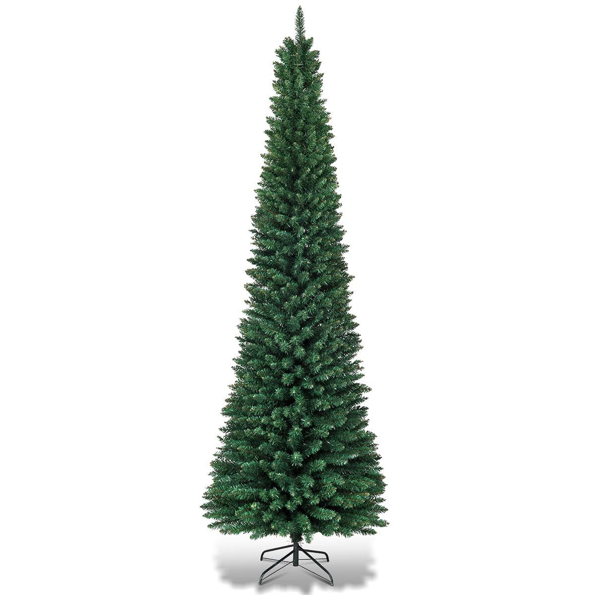 Slim Green PVC Spruce 8' Artificial Christmas Tree with Metal Stand