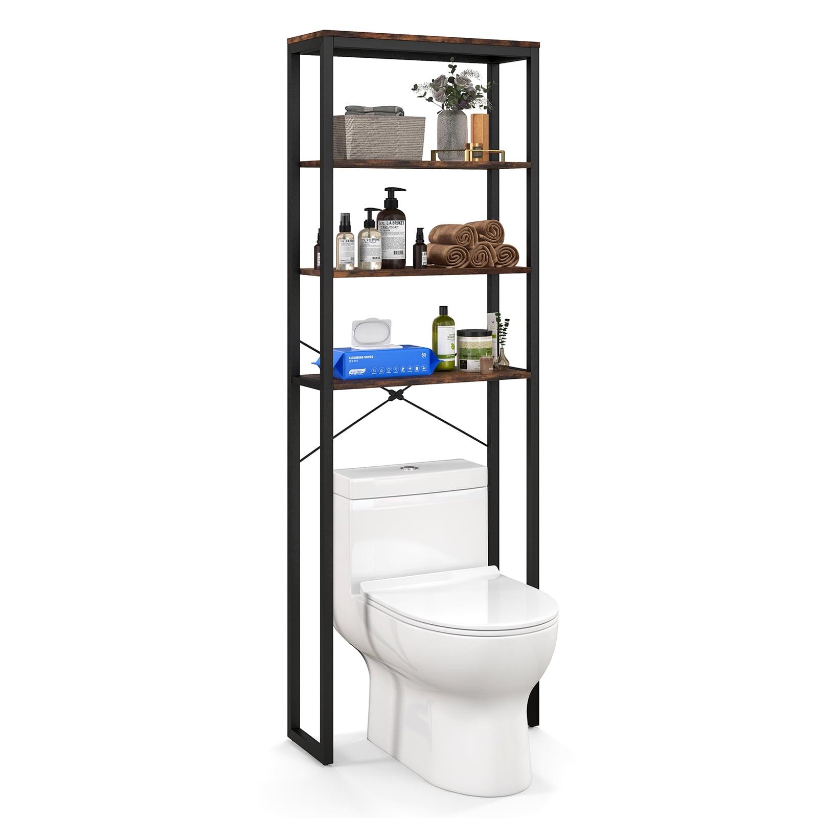 Costway Bathroom 4-Tier Over the Toilet Storage Rack Freestanding  Organizer Rustic Brown