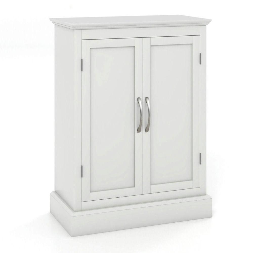 White MDF 2-Door Freestanding Cabinet with Adjustable Shelves