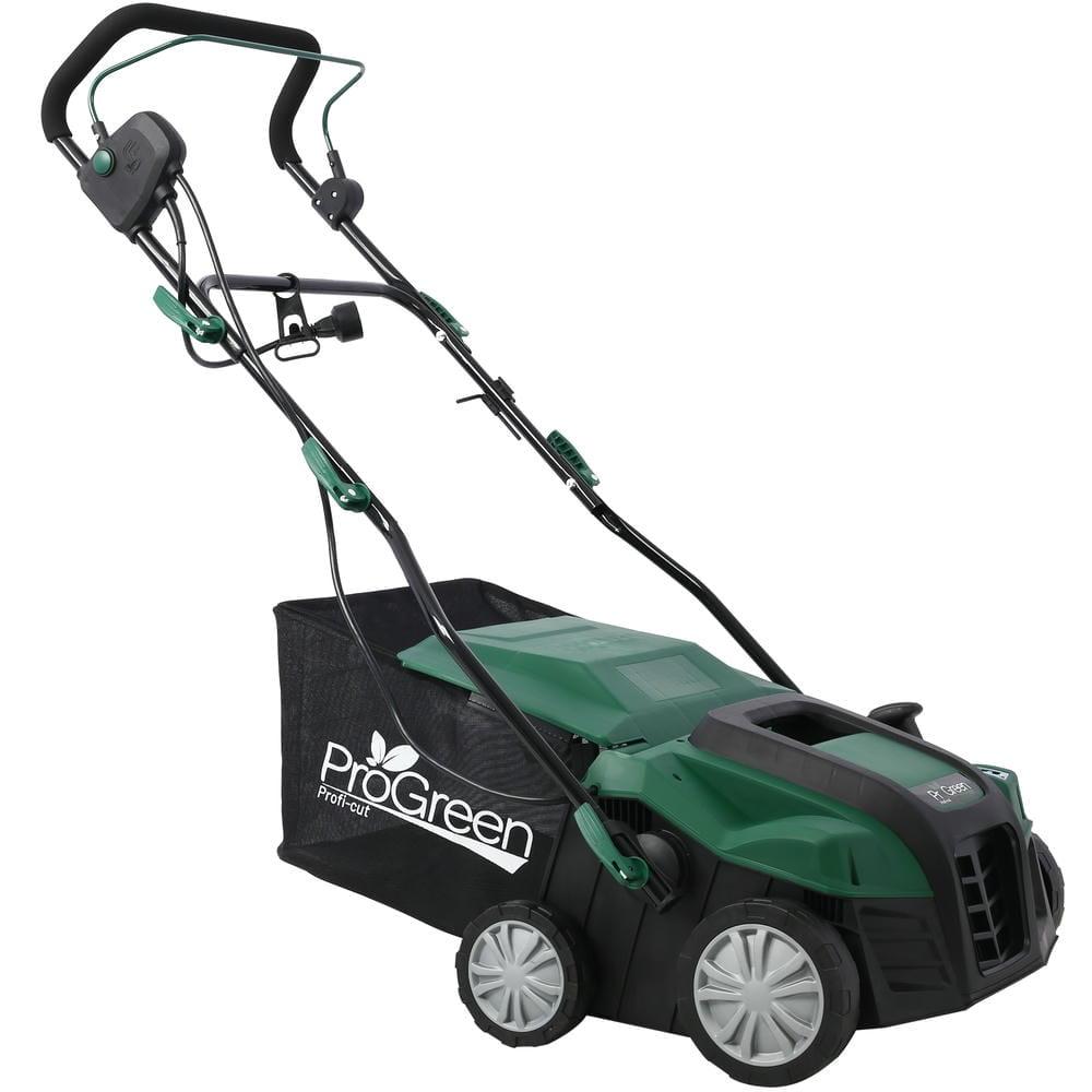 ProGreen 16" Green Electric Lawn Dethatcher Scarifier with Collection Bag