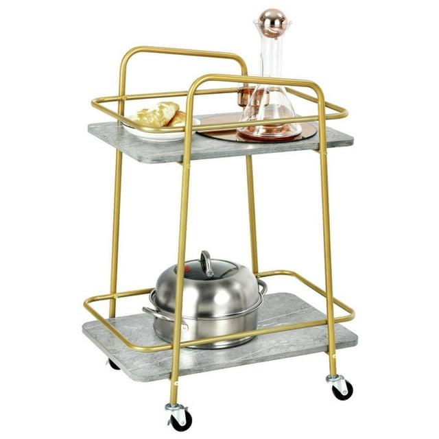 Kepooman Kitchen Island Cart, Serving Utility Carts,2-tier Kitchen Rolling Cart with Steel Frame and Lockable Casters-Gray