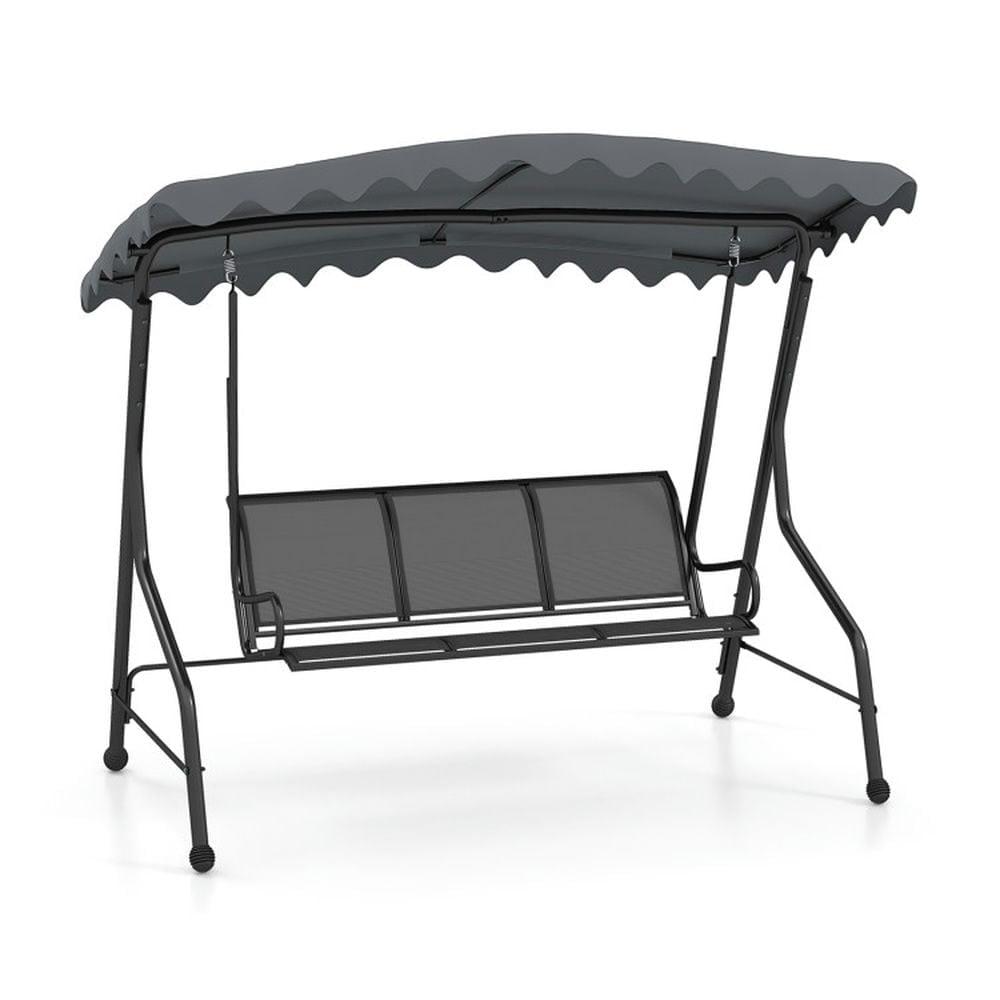 Topcobe 3-Seat Outdoor Porch Canopy Swing with Adjustable Shading, Modern Patio Furniture-Gray