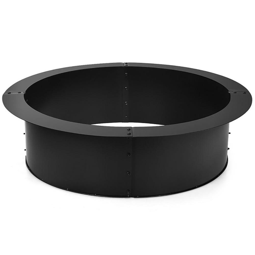 Topcobe 36" Round Steel Fire Pit Ring Line for Patio Camping Backyard Deck Picnic Porch, Backyard Furniture, Black