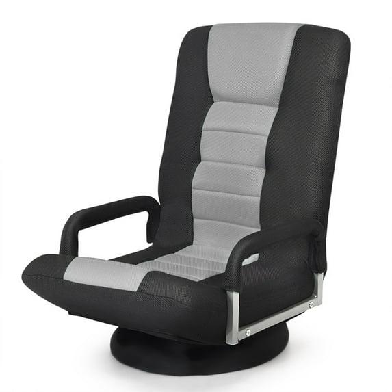 360-Degree Swivel Gaming Floor Chair with Foldable Adjustable Backrest Grey