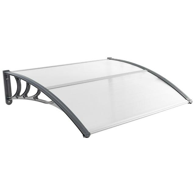 48" x 40" Window Awning, Awnings for Doors, with Hollow Sheet, Rain Snow Sunlight, Outdoor Awning Canopy Exterior for Porch, Deck, Patio, Balcony, Gray