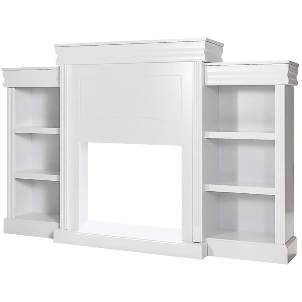 Costway 70'' Fireplace TV Stand Modern Media Entertainment Center Bookcase White\Black