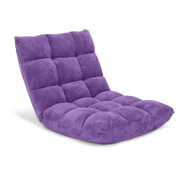Tangkula Adjustable 14-Position Floor Chair ,Padded Gaming Chair Lazy Recliner Purple