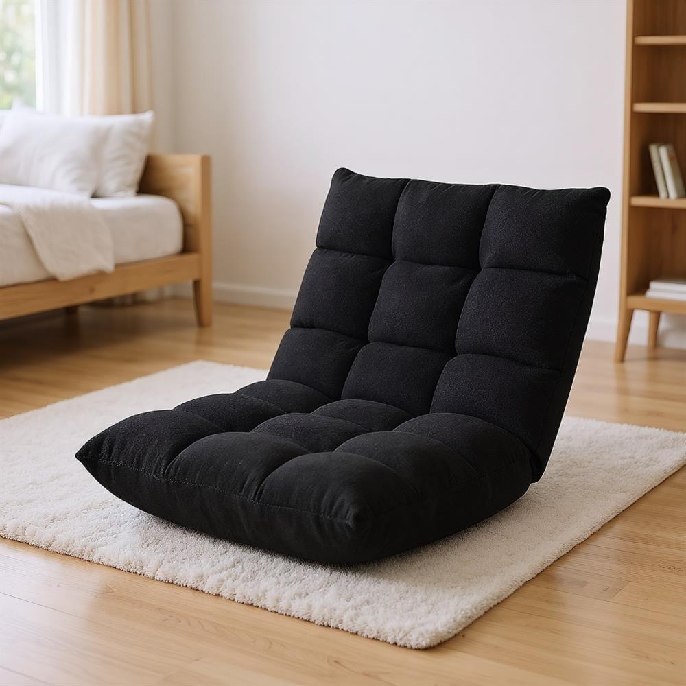 Tangkula Adjustable 14-Position Floor Chair ,Padded Gaming Chair Lazy Recliner Black