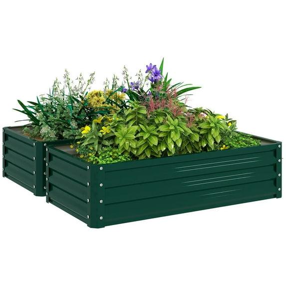 Galvanized Raised Garden Bed, 4' x 2' x 1' Metal Planter Box, for Growing Vegetables, Flowers, Herbs, Succulents, Green