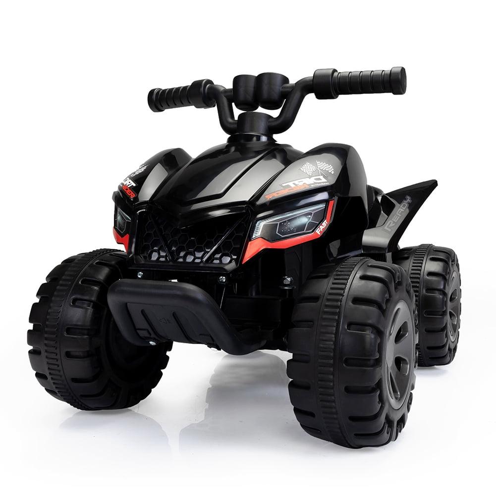 6V Black Kids Ride-On Quad with LED Lights and Music