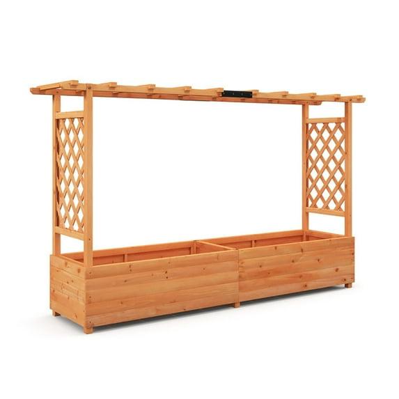 Yardi Yard Raised Garden Bed with Side Trellis Hanging Roof and Planter Box-Orange, Raised Garden Bed for Patio or Yard Gardening