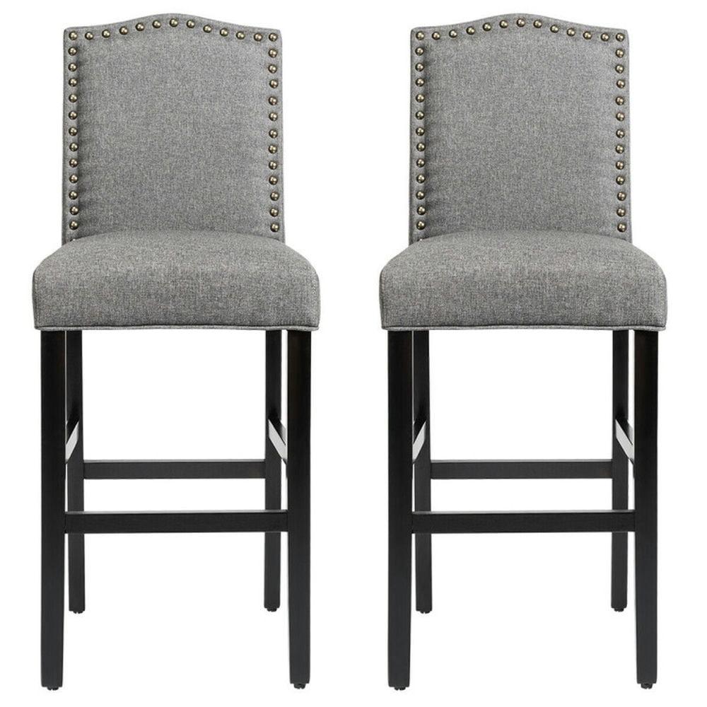 Spaco Set of 2 Counter Height Dining Side Barstools with Thick Cushion-Gray, Bar Height Stools, Counter Height Bar Stools for Kitchen, Dining Room