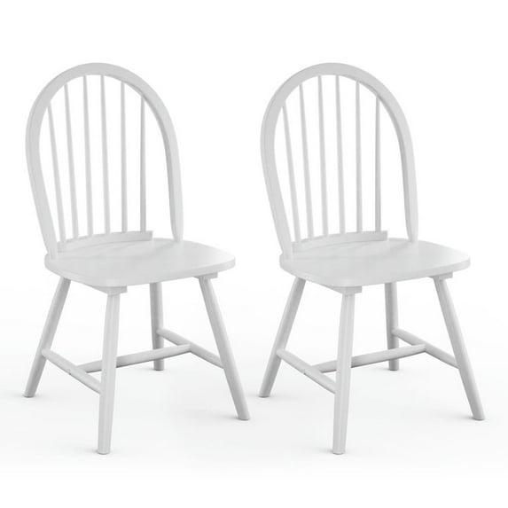Costway Set of 2 Vintage Windsor Dining Side Chair Wood Spindleback Kitchen Room White