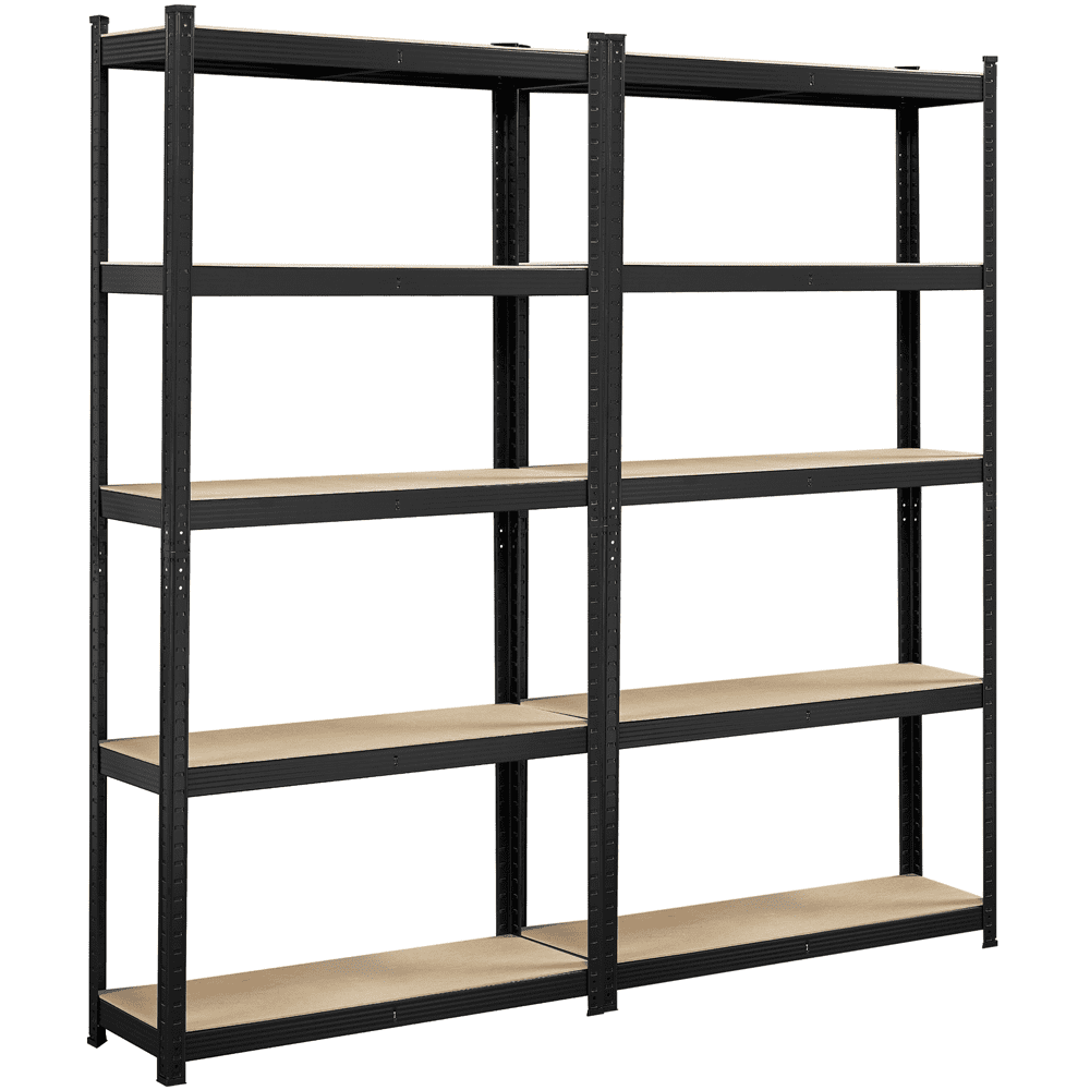 Black 5-Tier Adjustable Metal and MDF Garage Shelving Units