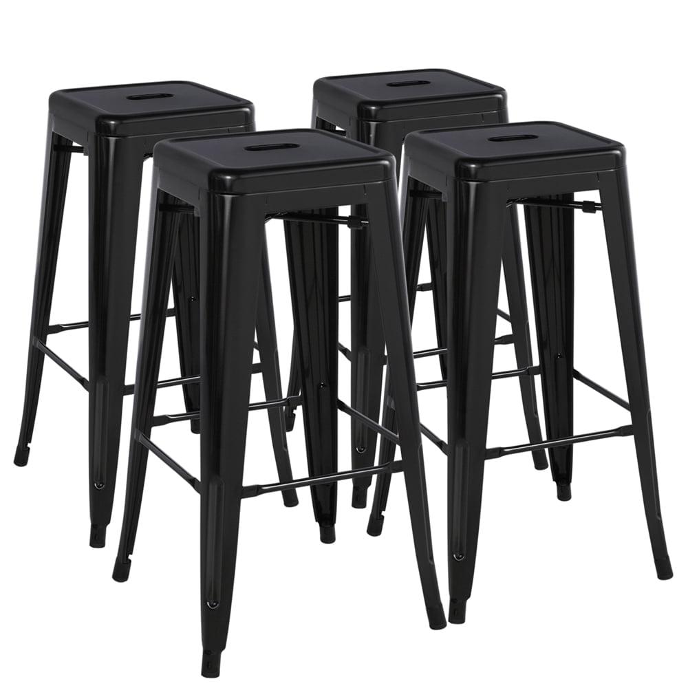 Flash Furniture 30" High Metal Indoor Bar Stool in Black - Stackable Set of 4
