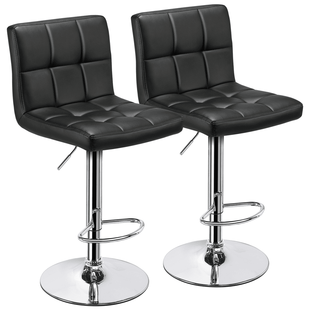 HomGarden 2 Pack Swivel Bar Stools Modern PU Leather, Adjustable Barstool W/ Mid-Back, Footrest