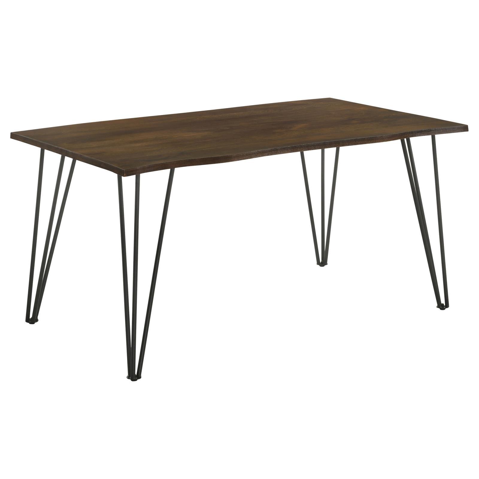 Mango Cocoa Live-Edge Rectangular Dining Table with Iron Legs