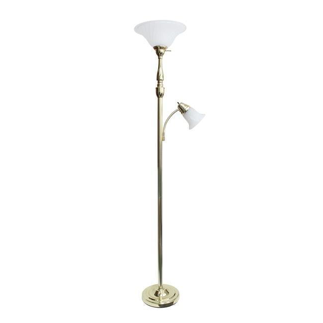 Torchiere Floor Lamp with Reading Light and Marble Glass Shade - Lalia Home