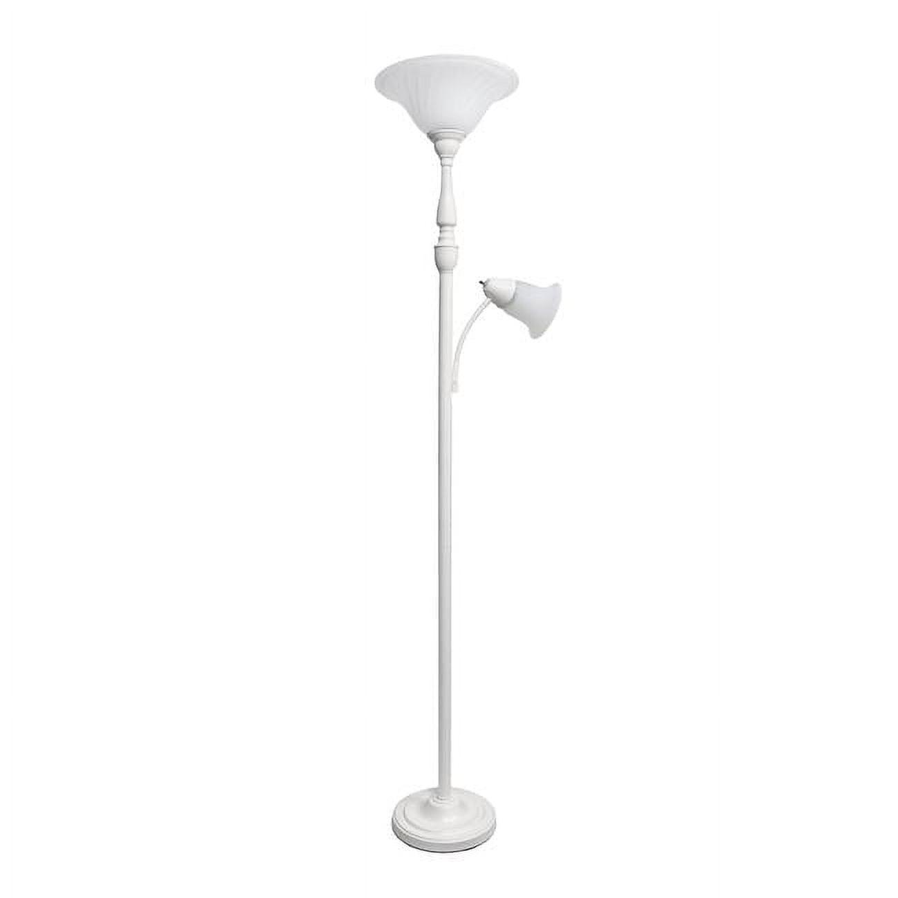 Torchiere Floor Lamp with Reading Light and Marble Glass Shade - Lalia Home