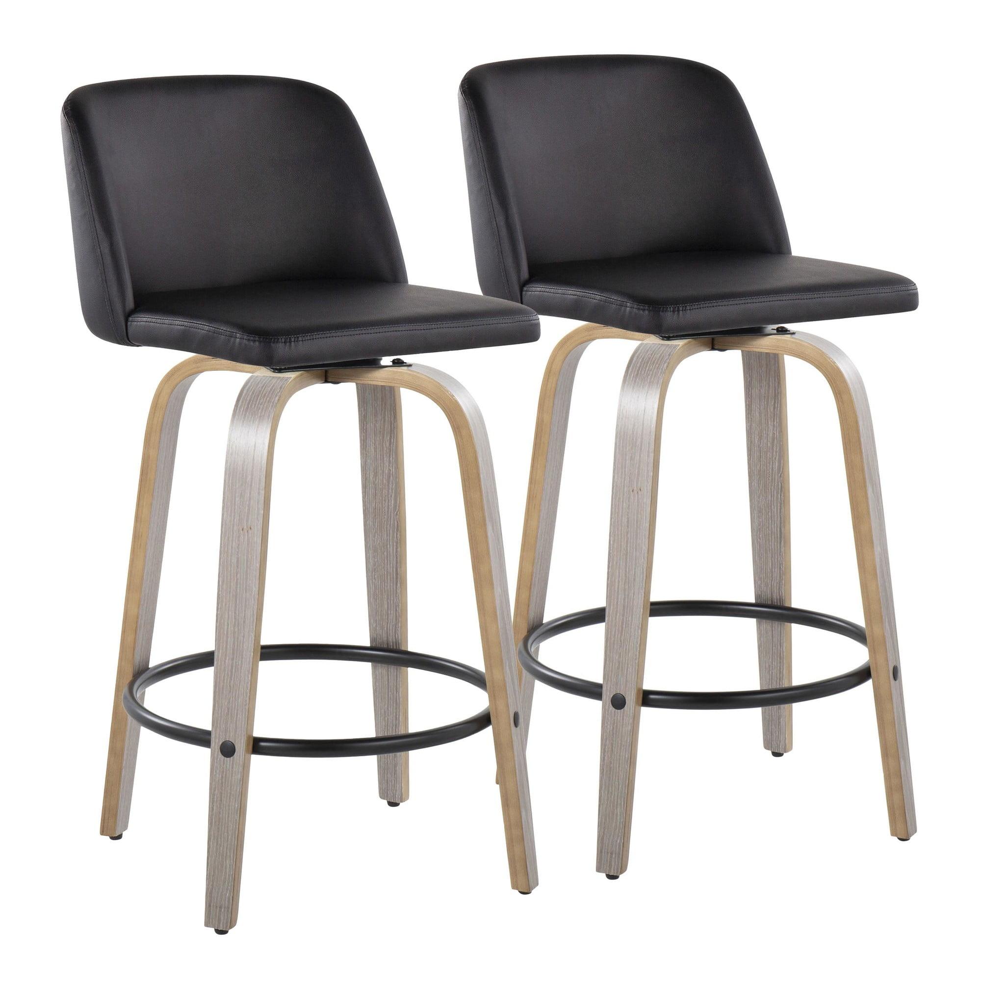 Toriano Gray and Black Swivel Counter Stool Set