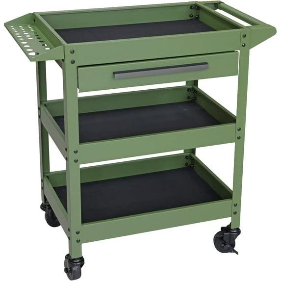 Torin 3 Layers Utility Cart:Multifunction Rolling/Service Tool Cart for Home, Green