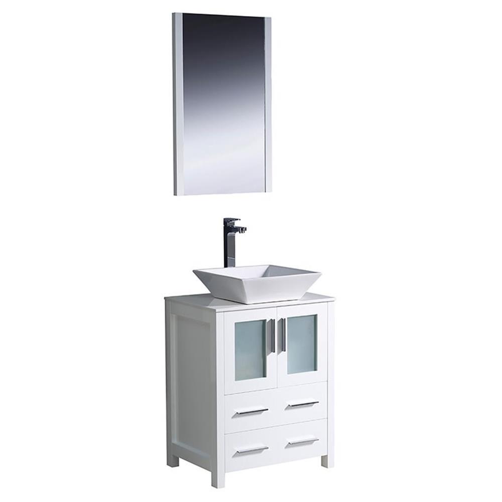 Torino 24"White Bathroom Vanity & Vessel Sink