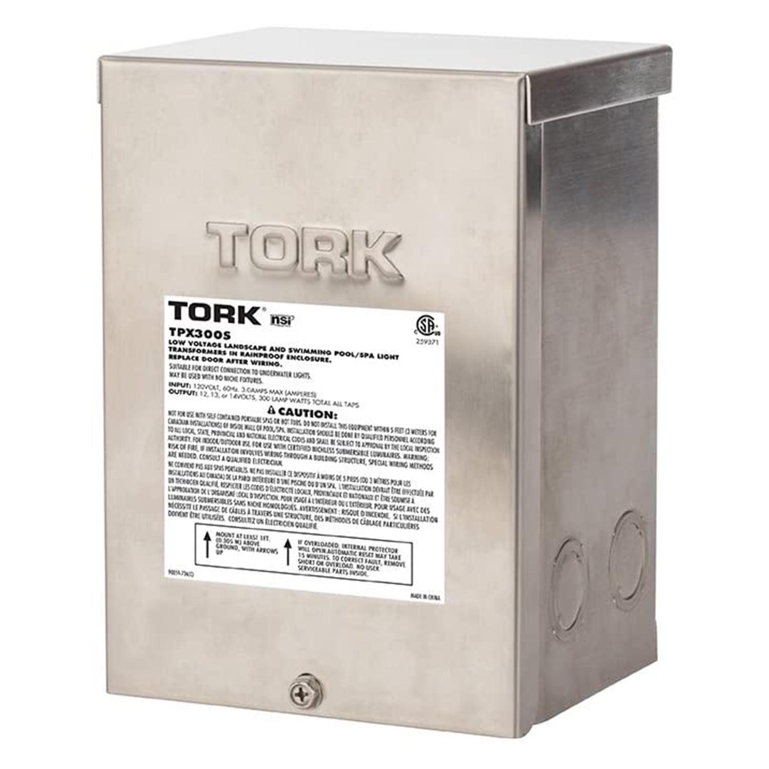 Tork Low Voltage 300 Watt Safety Transformer for Indoor Outdoor Pool