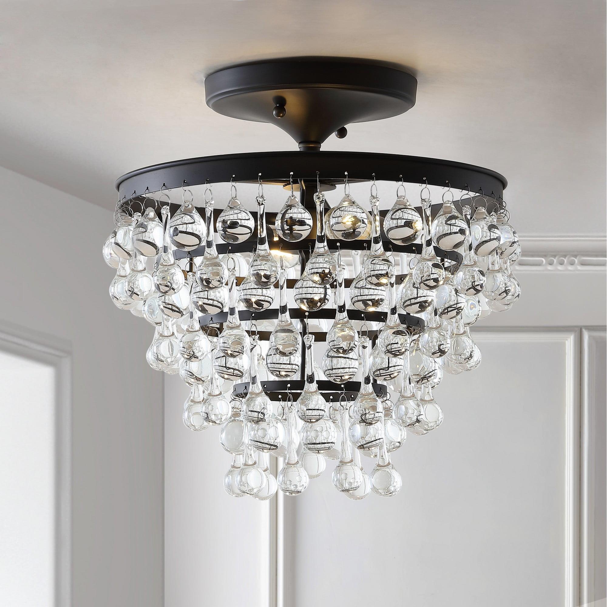 Toronto 13" Crystal and Bronze LED Flush Mount Chandelier