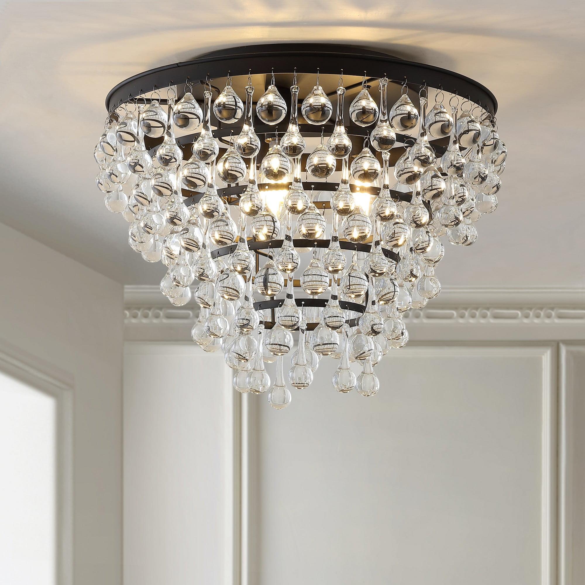 Toronto 16" Crystal LED Flush Mount Chandelier in Bronze