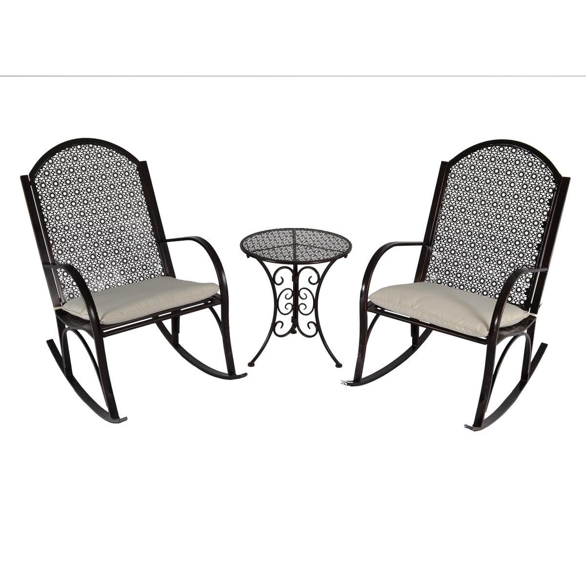 Tortuga Outdoor Garden Oiled Copper Metal Rocking Chair Set (3-Piece)