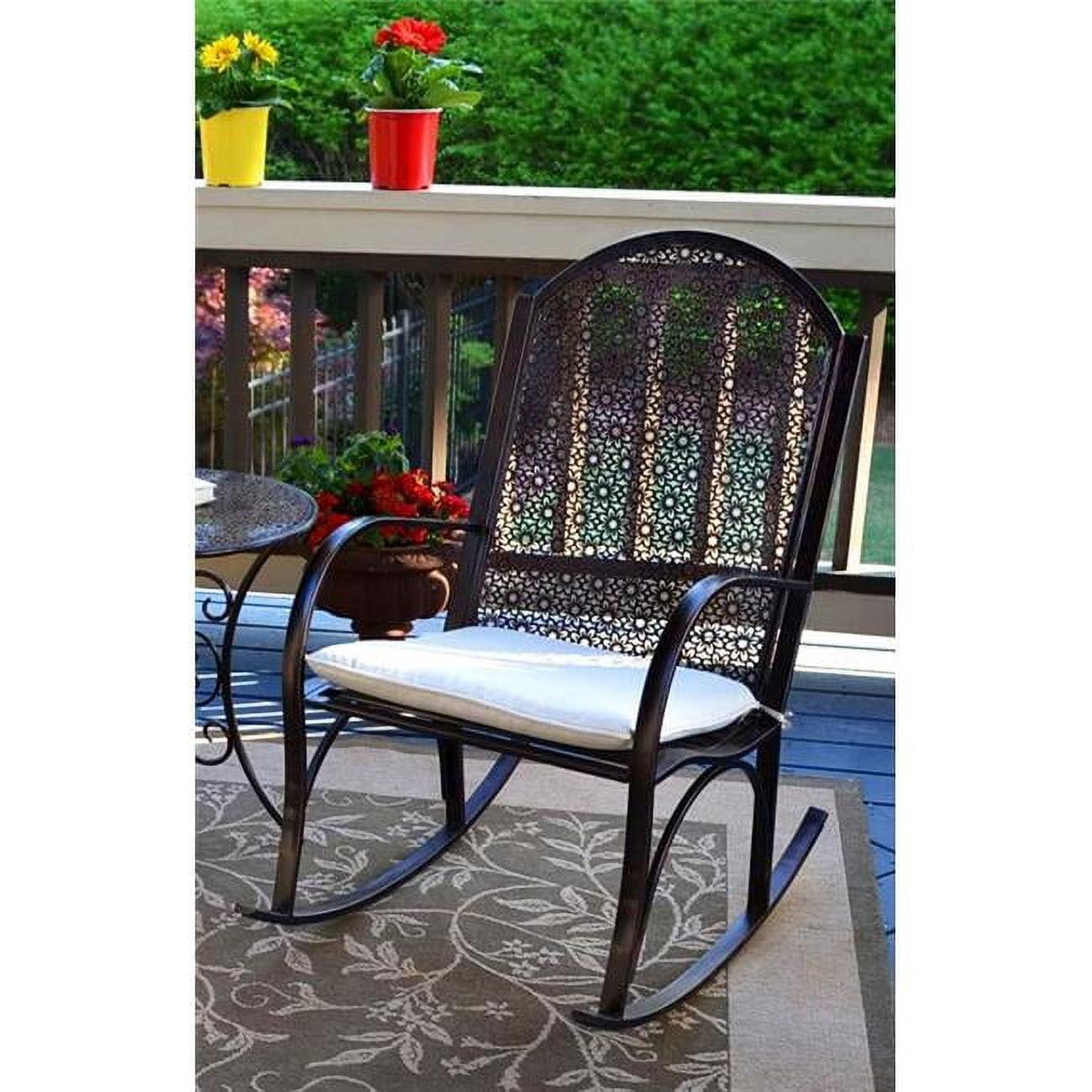 Copper Finish Metal Garden Rocking Chair with Cushions