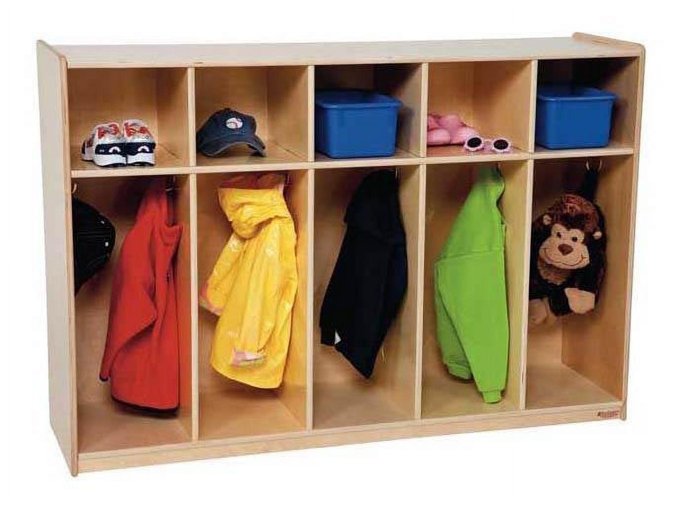 Toddler 5-Section Natural Wood Locker with Storage