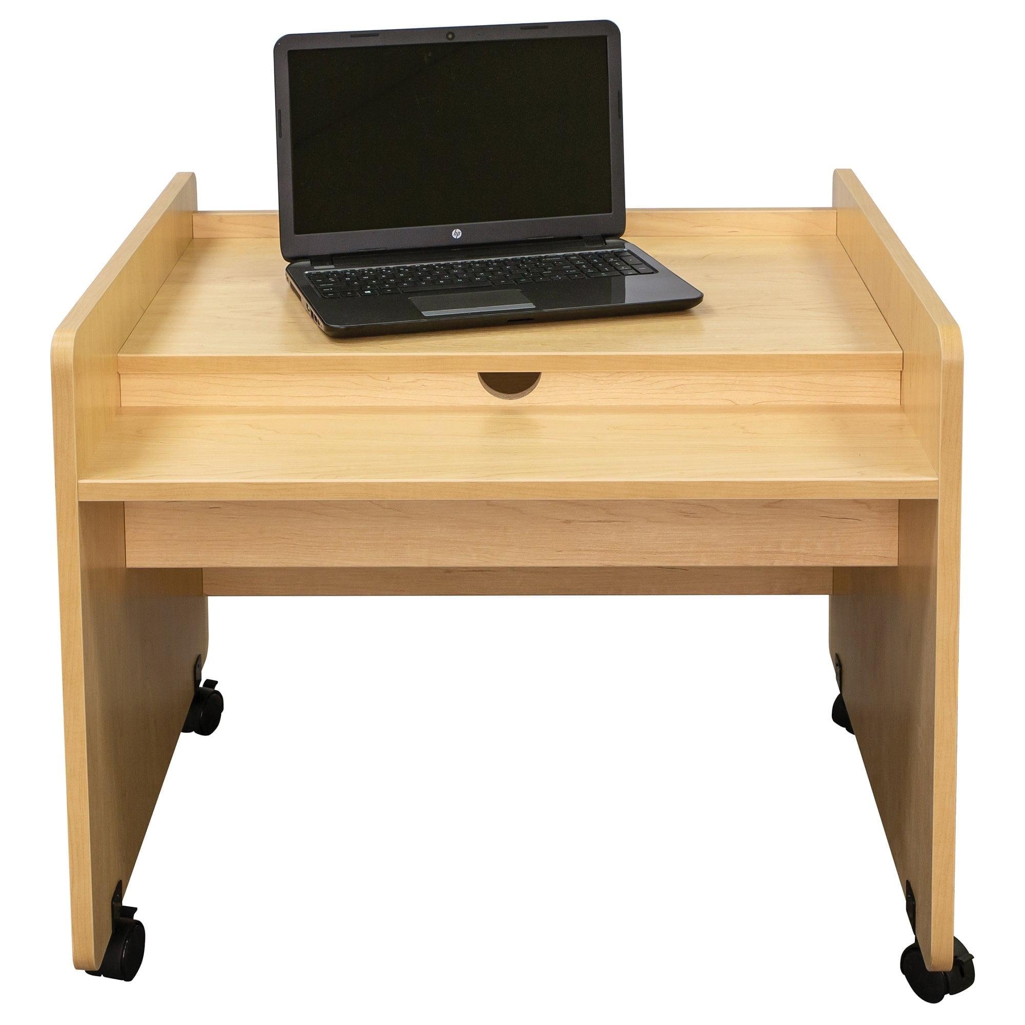Tot Mate Children's Desk Wooden Mobile Kids Table on Wheels, Classroom Furniture, 30" Wide, Maple