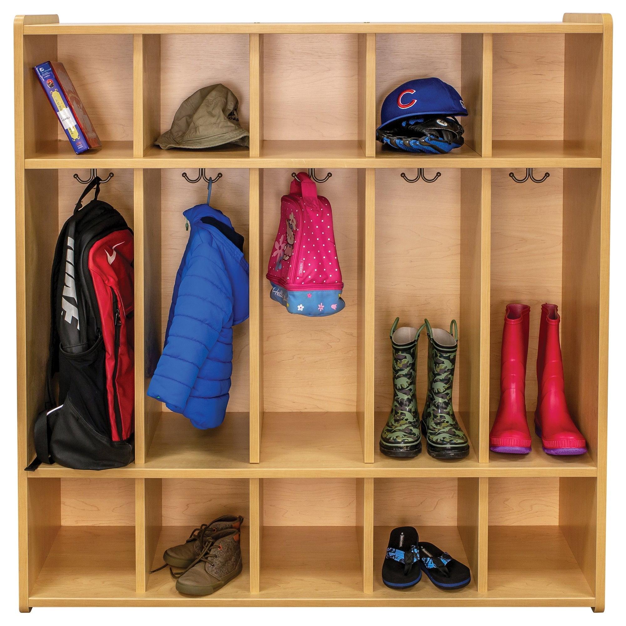 Maple 5-Section Preschool Floor Locker with Storage Cubbies