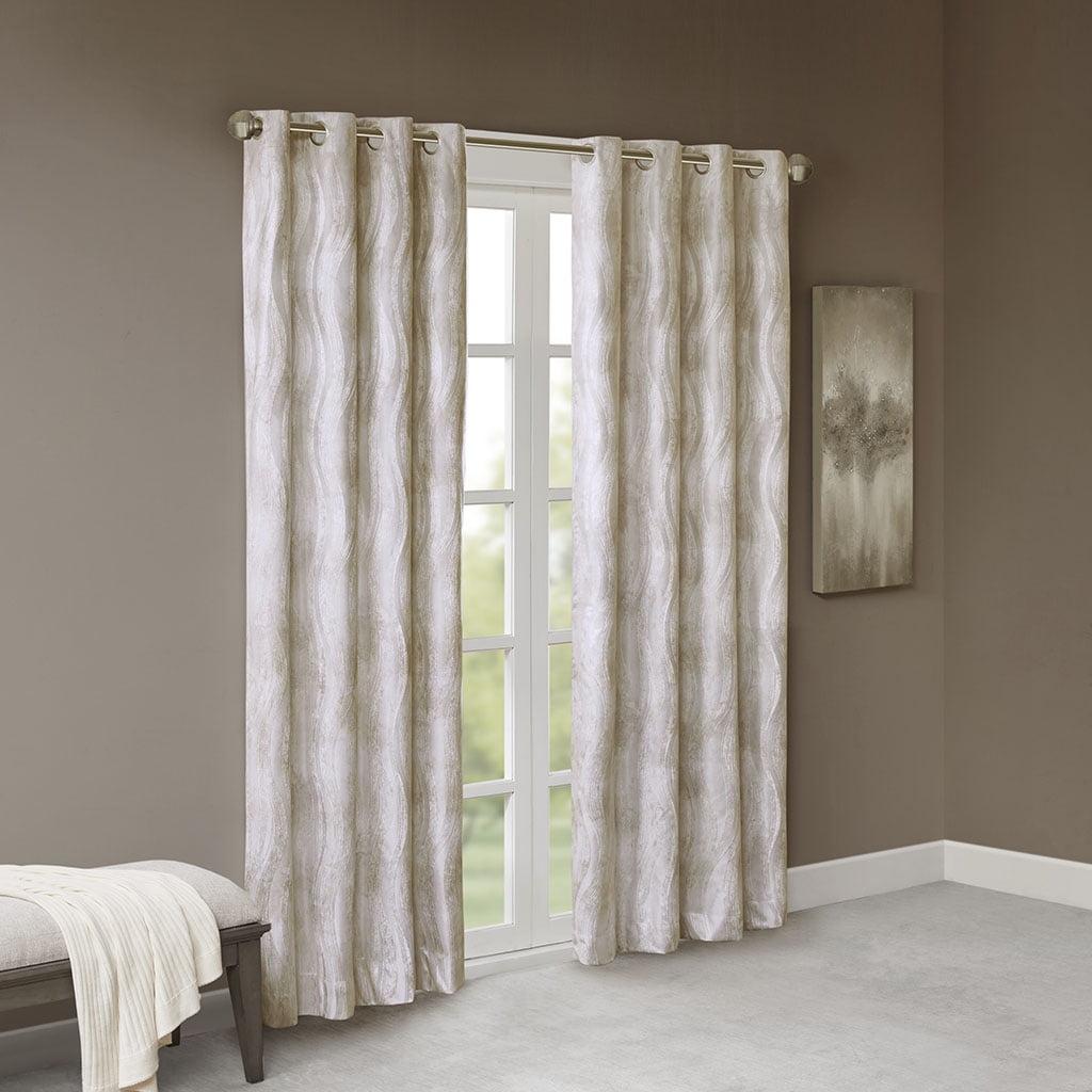 Madison Park Victorio Printed Jacquard Grommet Top Total Blackout Curtain Panel
