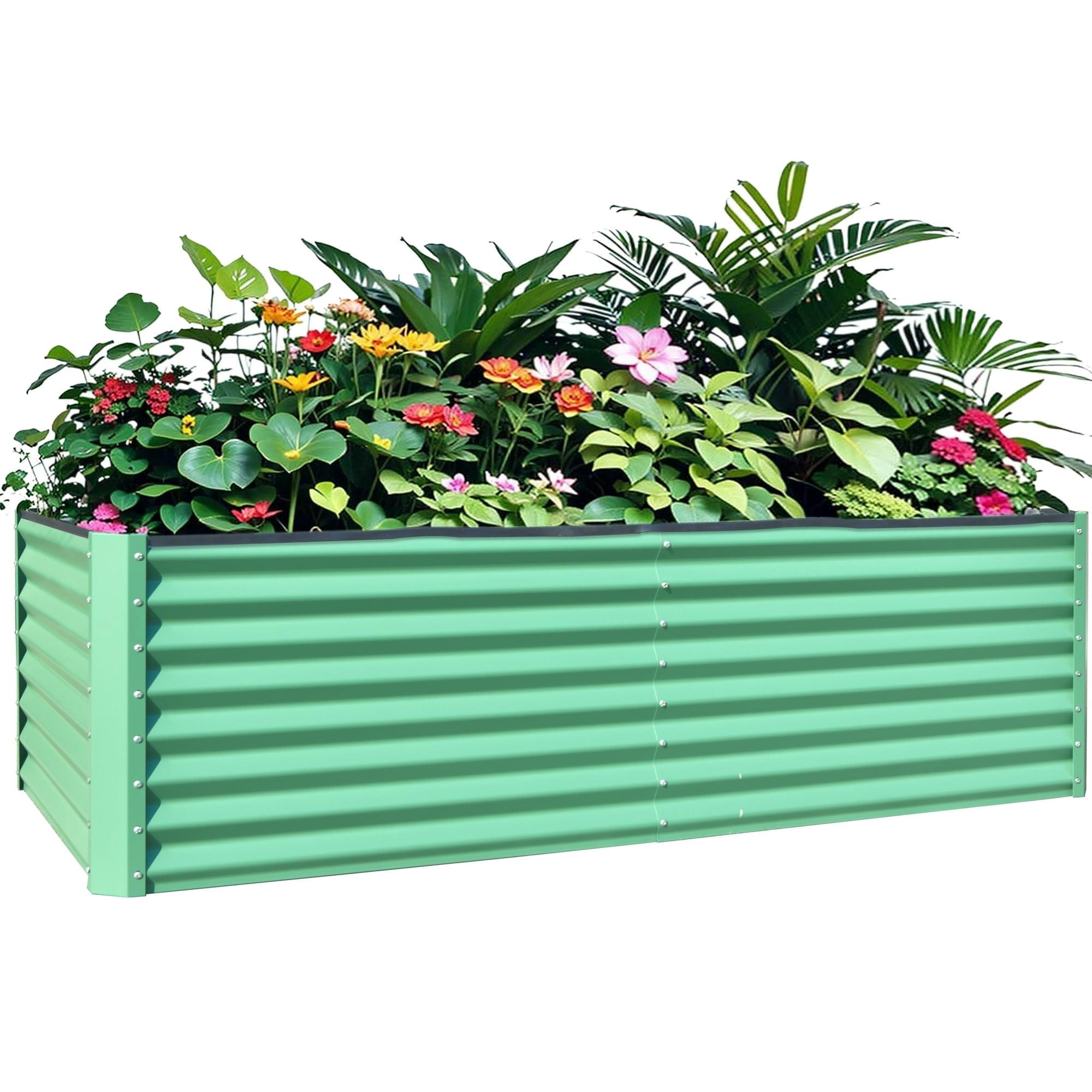 Total Galvanized Raised Garden Bed ,Large Metal Planter Box for Growing Vegetables, Fruits, and Flowers Outdoors, Green, 8x4x2ft