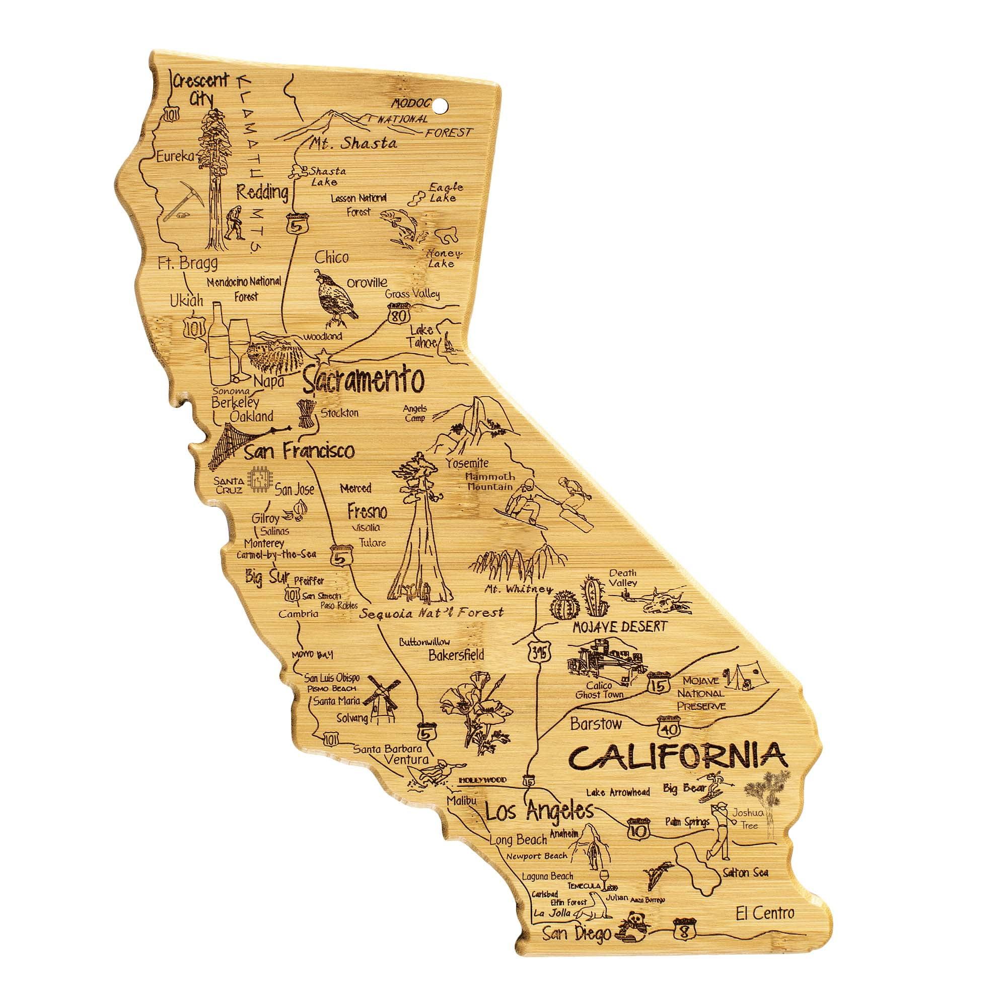 Totally Bamboo Destination California Cutting Board: State Grazing Board, Lightweight Bamboo, 14.25" x 11"