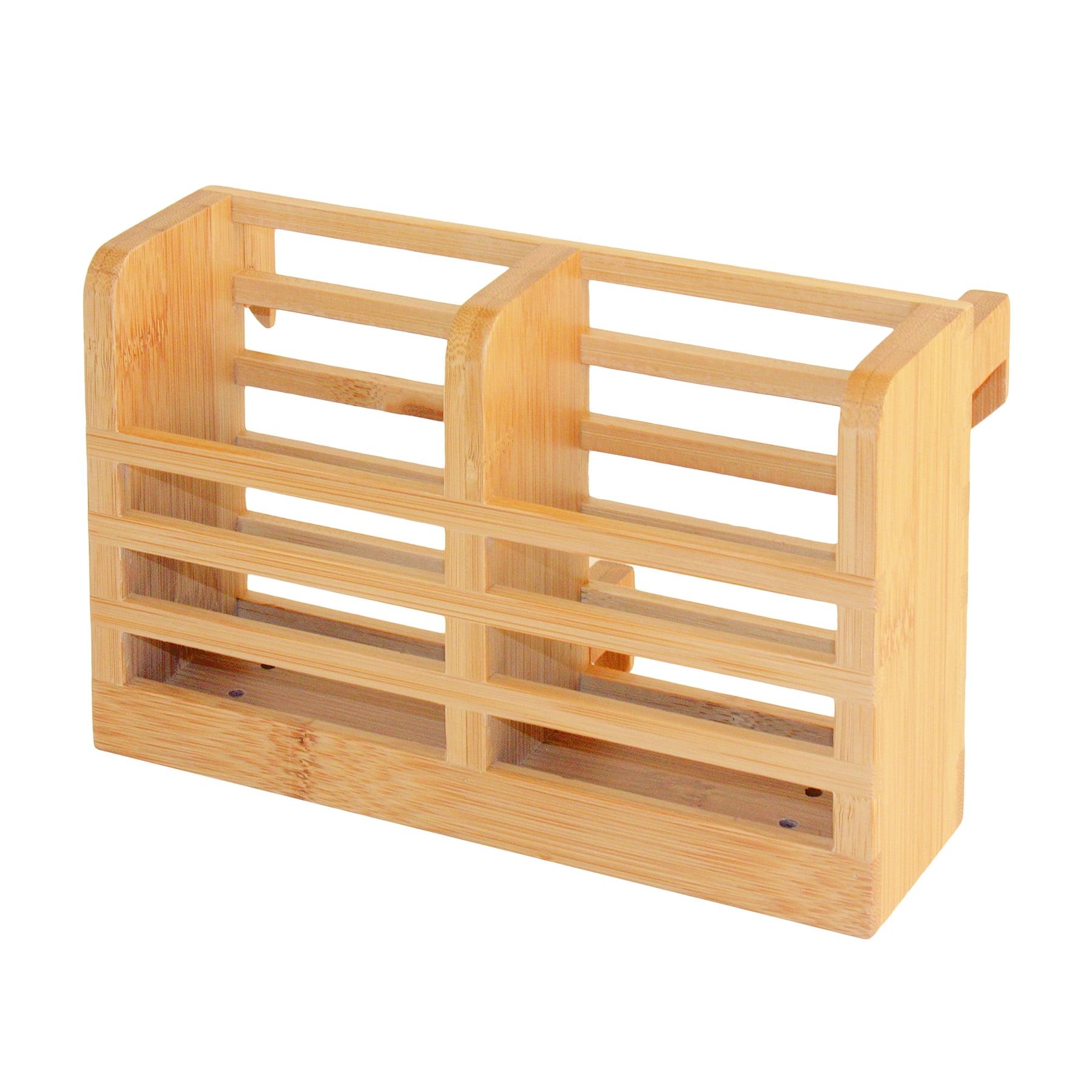 Natural Bamboo Utensil Holder with Dual Chambers