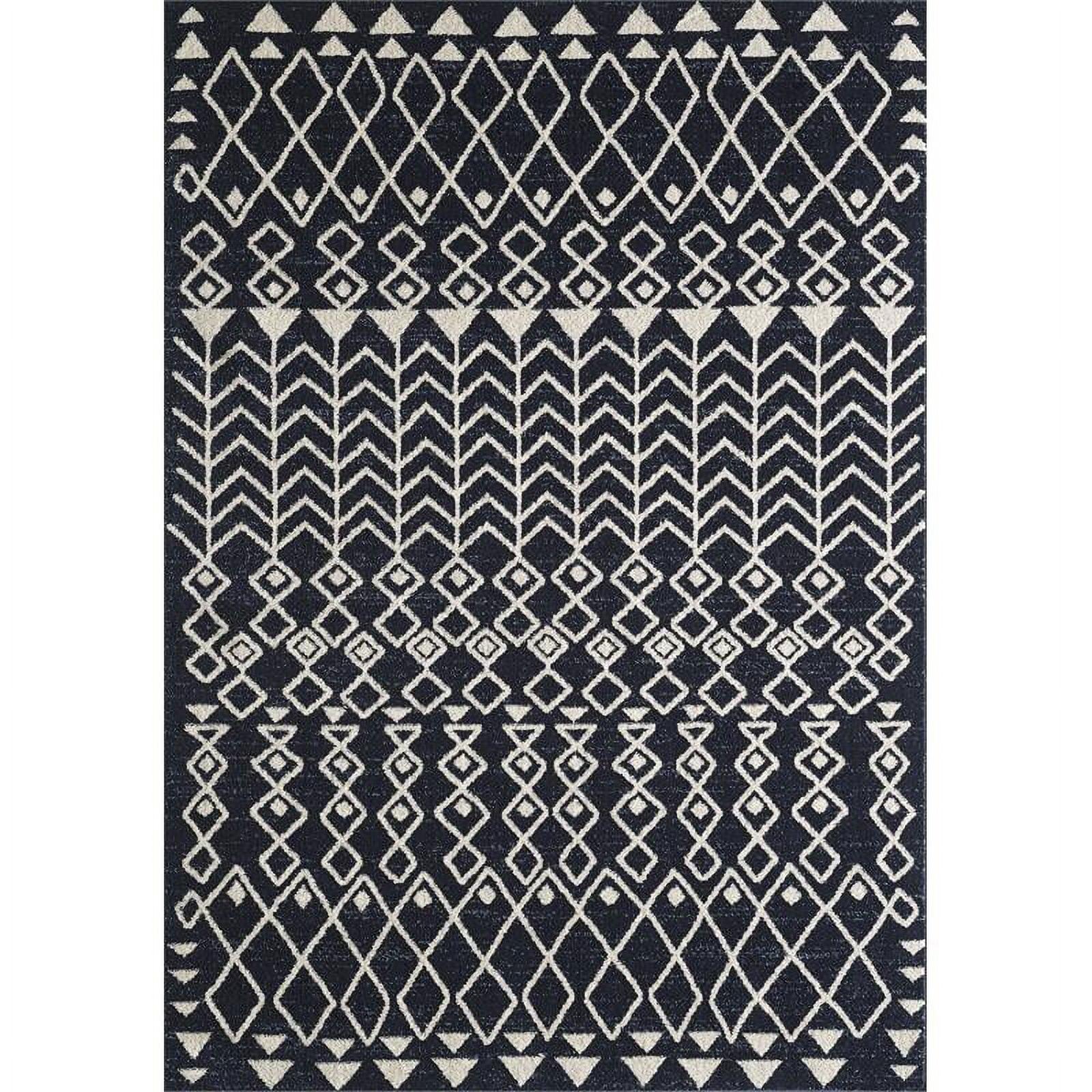 Arrow Navy and Cream 3' x 5' Rectangular Polypropylene Rug