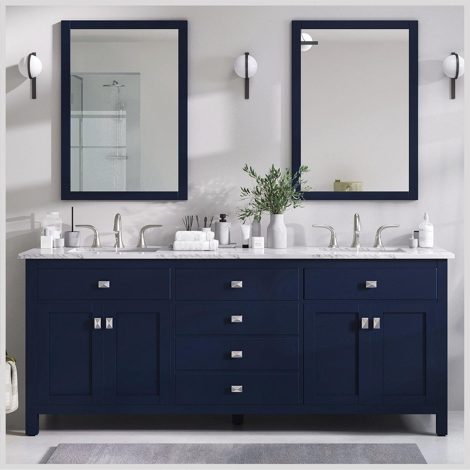 Artemis 60" Blue Double Sink Vanity with Quartz Top