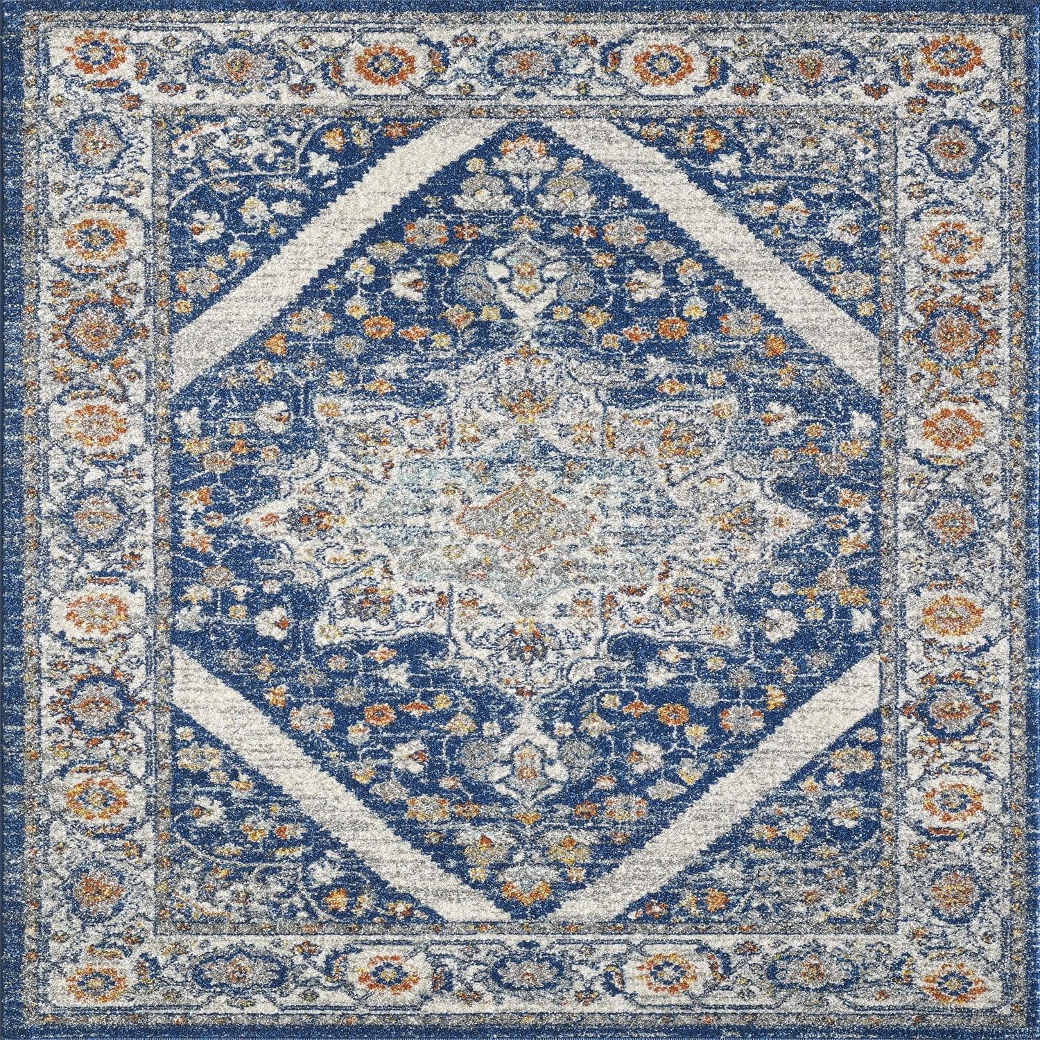 Totti Vintage 6' x 9' Rectangular Polypropylene Oriental Rug in Navy/Cream