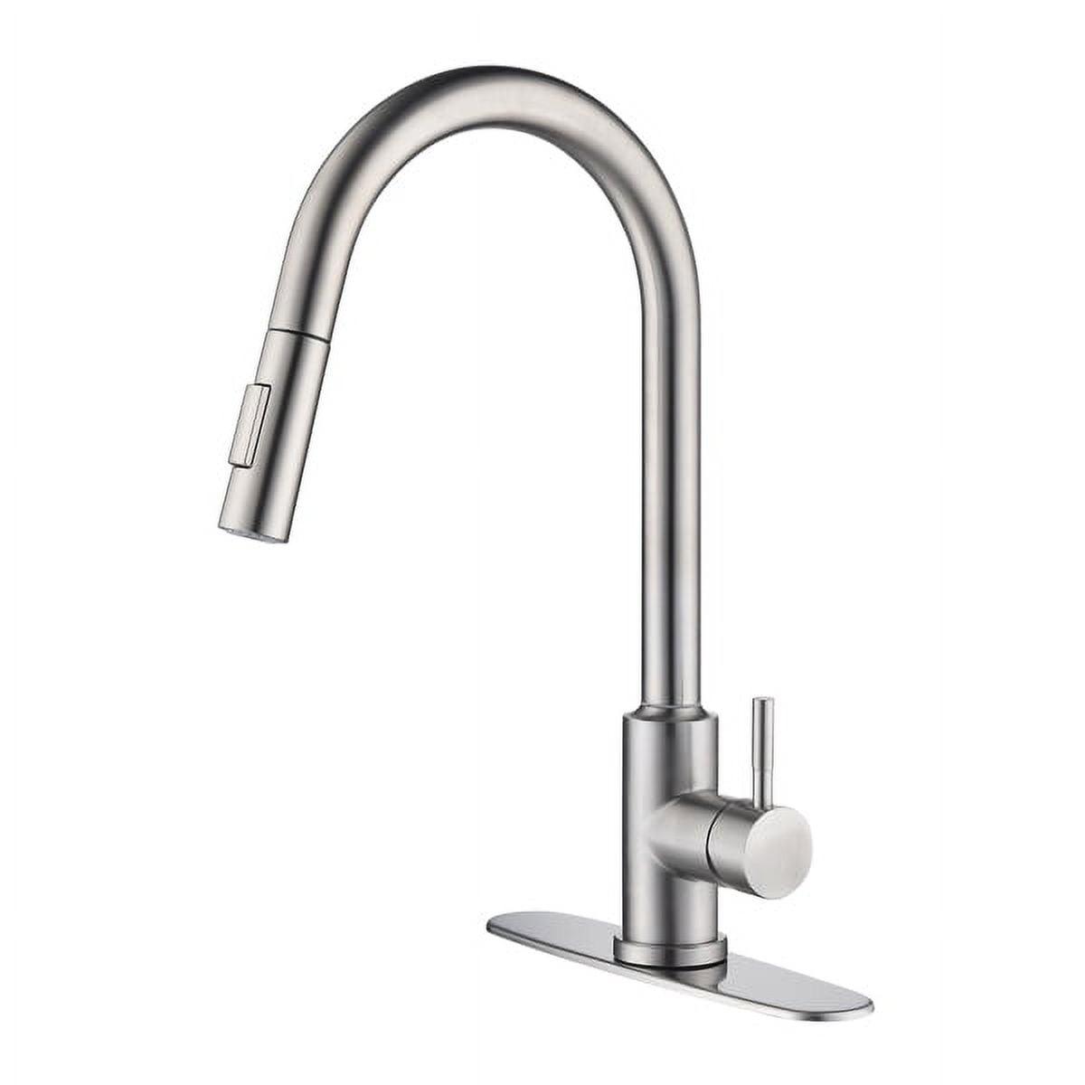 Kitchen Faucet With Pull Down Sprayer Brushed Nickel, Single-Handle High Arc Swan-Neck