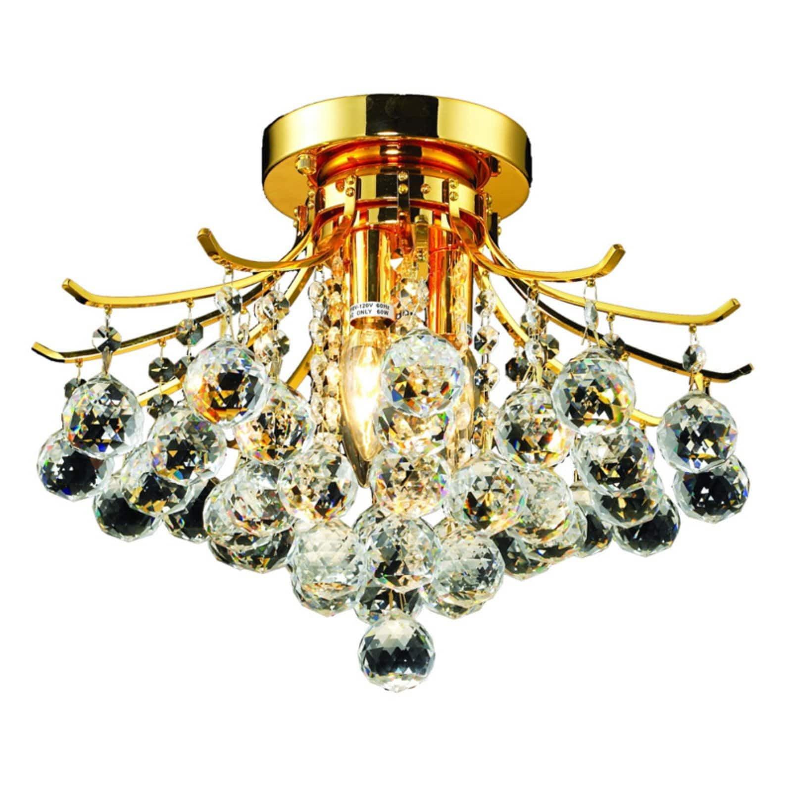 Regal Gold 3-Light LED Flush Mount with Clear Royal Cut Crystals