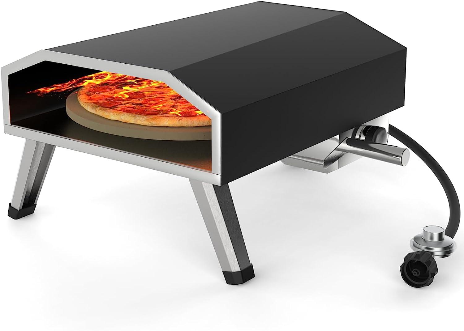 Towallmark 16" Gas Outdoor Pizza Oven, [Automatic Rotating] [Foldable Legs] Portable Pizza Maker, 1000°F 8000W [Quickly Bake] [Stainless Steel] Rotatable Pizza Grill for Outdoor Cooking Camping