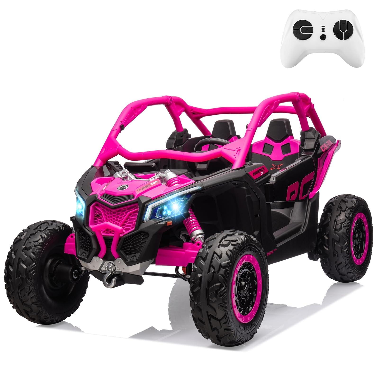 Pink 24V 2-Seater Electric Off-Road UTV with Remote Control