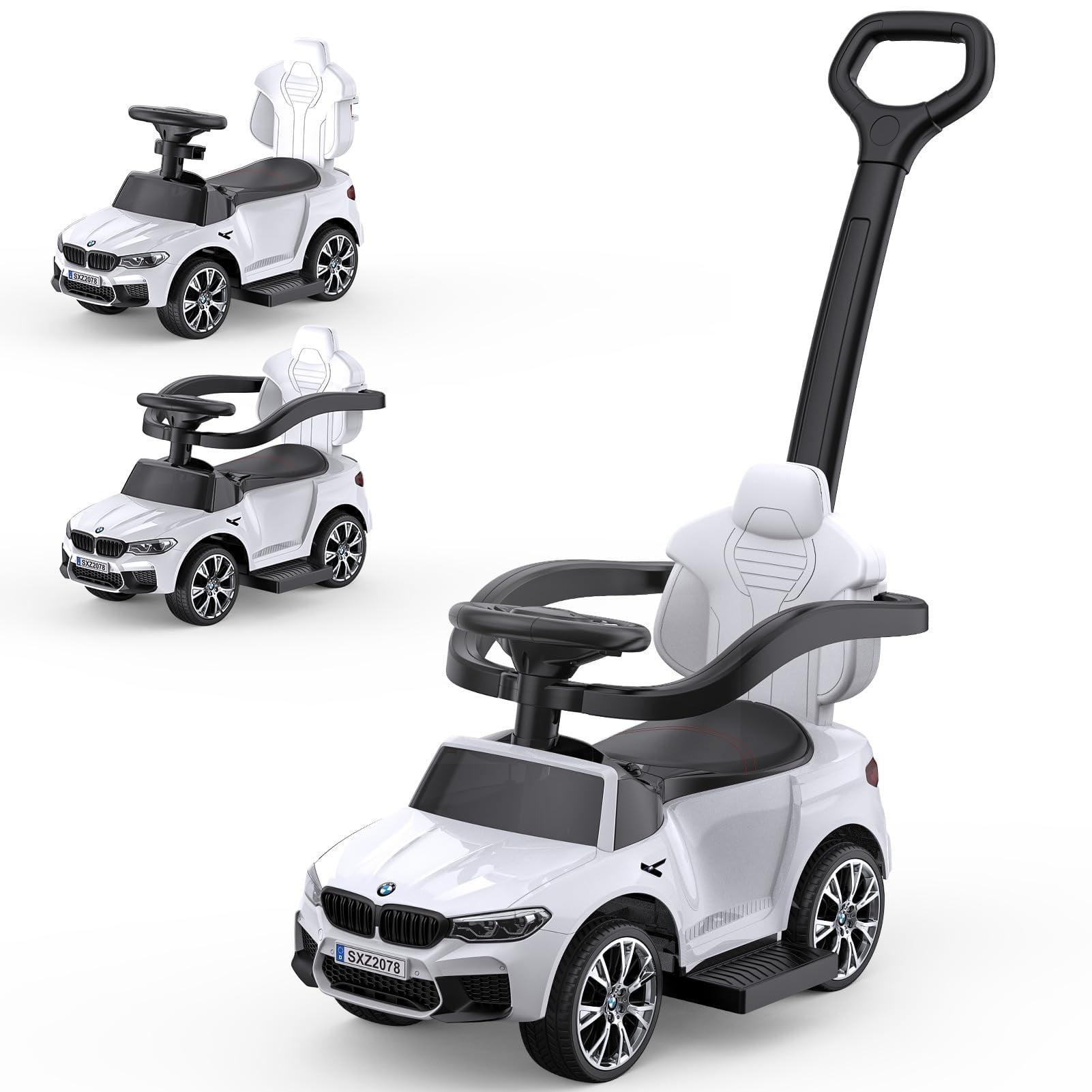 White BMW 4-in-1 Push Car with Safety Features